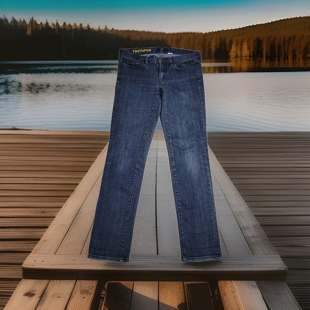 👖J.CREW Jeans Womens 29 Toothpick Stretch Skinny Dark Wash Denim 36x31